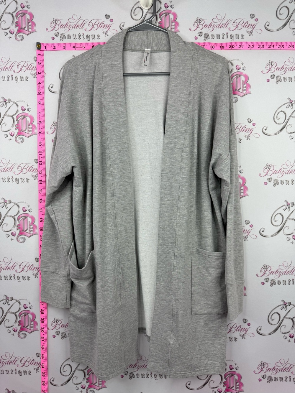 GILMOUR Vancouver cardigan Light Gray Open-Front Pocket Cardigan Sweater